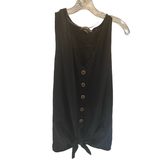 Sanctuary Tops - SANCTUARY Black Sleeveless Blouse Button Down the Front Tie Waist XL